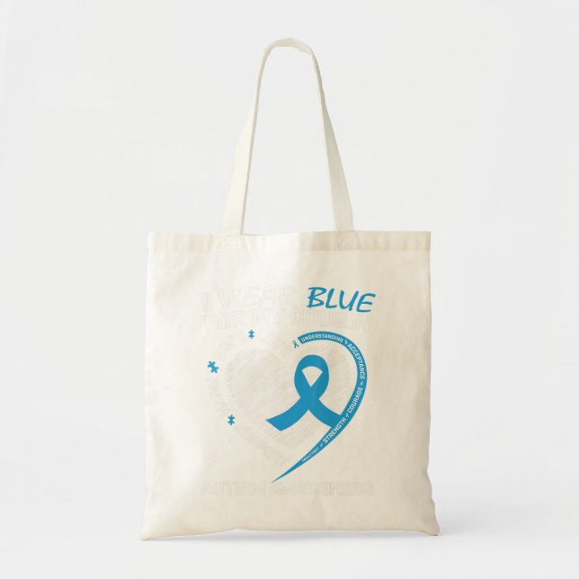 Tote Bag Je porte du bleu pour mon cousin parce que le figh (Devant)