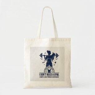 Tote Bag Je porte mon Frenchie Funny Fitness Bouledogue Fra