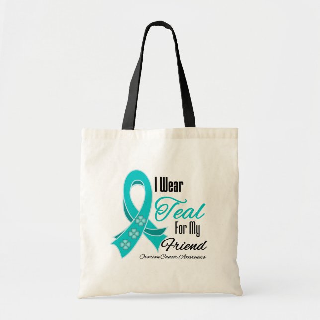 Tote Bag Je Porte Turquoise Ribbon, mon ami du cancer de l' (Devant)