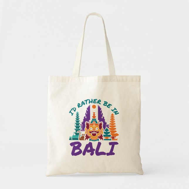 Tote Bag Je préfère être à Bali Indonésie Voyage vacances (Devant)