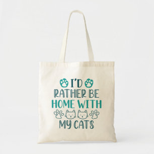 Tote Bag Je préfère être à la maison avec mes chats