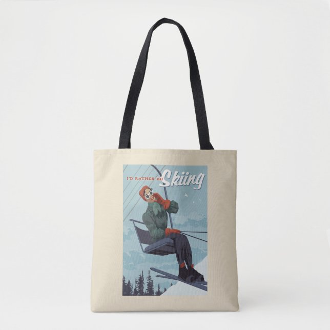 Tote Bag Je préfère skier Imprimer (Devant)