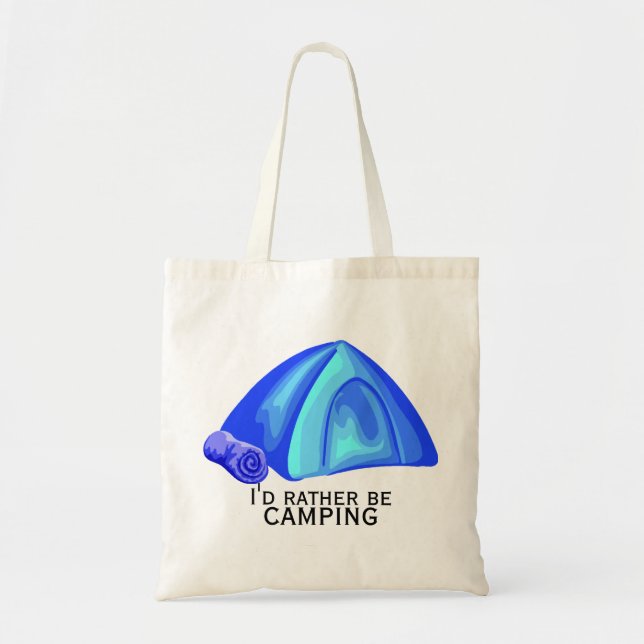 Tote Bag Je préférerais camper sous une tente bleue (Devant)