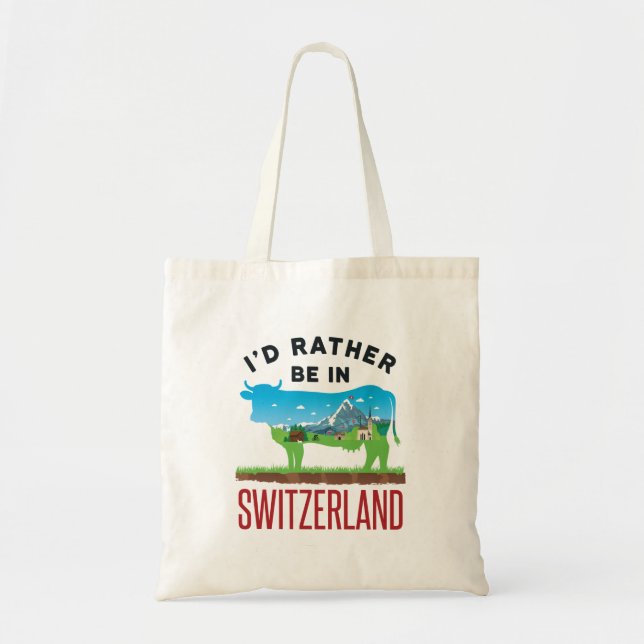 Tote Bag Je préférerais être en Suisse Alpes de vacances su (Devant)