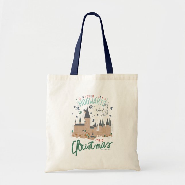 Tote Bag Je Préférerais Rester À Hogwarts Ce Noël (Devant)