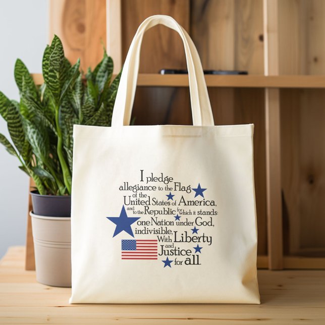 Tote Bag Je promets l'allégeance au drapeau de l'Union (Custom Canvas Tote Bag)