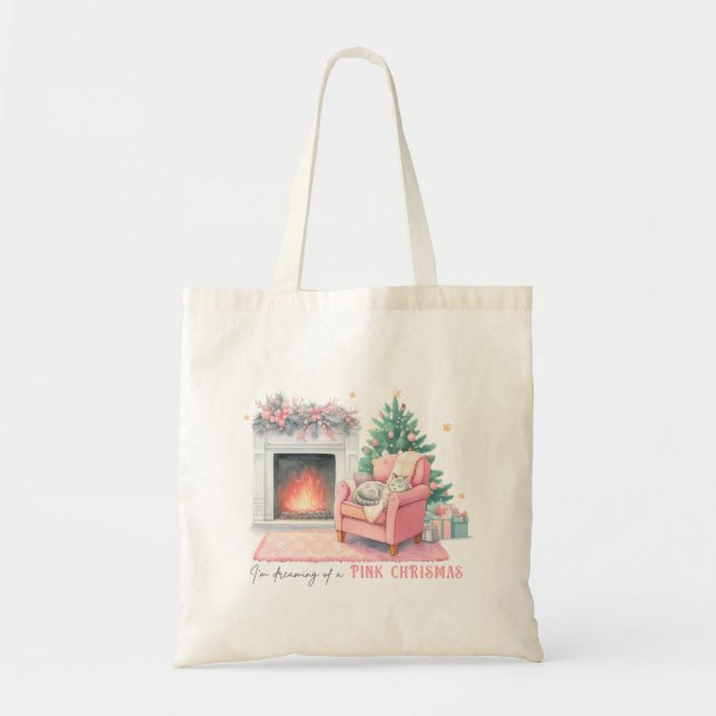 Tote Bag Je rêve d'un Noël rose (Devant)