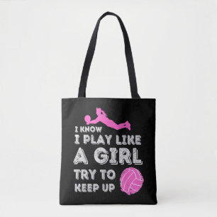 Tote Bag Je sais que je joue comme une fille essayez de sui