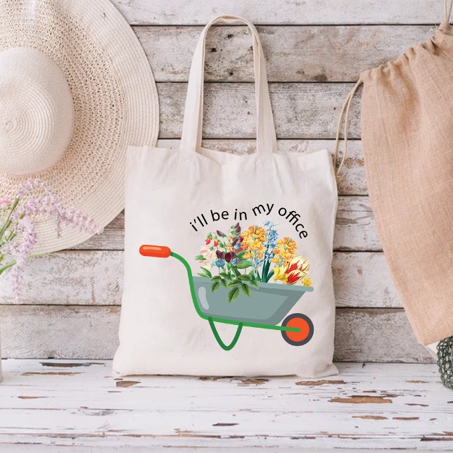 Tote Bag Je serai dans mon bureau / Maman Flower Garden (I'll Be In My Office / Mom Flower Garden Tote Bag)