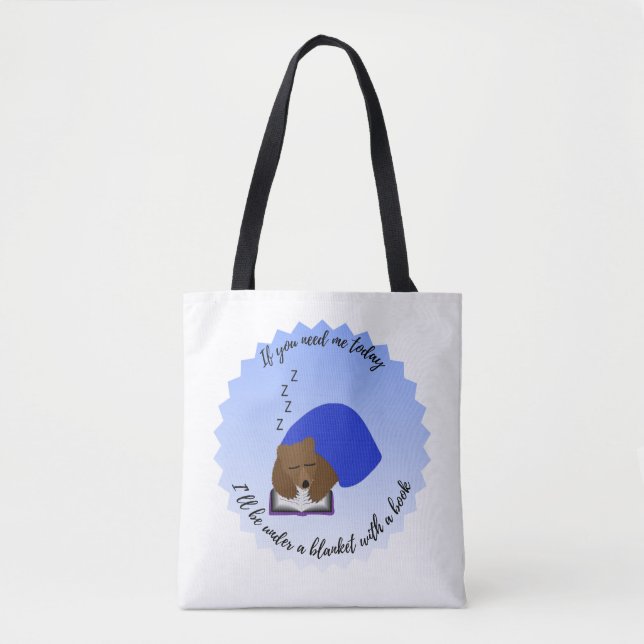 Tote Bag Je serai sous une couverture avec un livre (Devant)