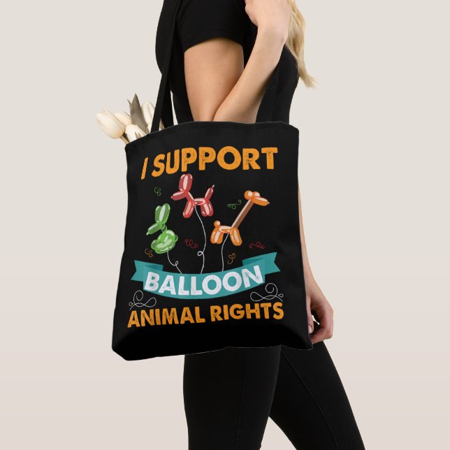 Tote Bag Je soutiens les droits des animaux de ballon amusa (De près)