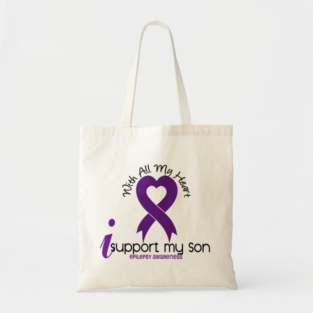 Tote Bag Je soutiens mon épilepsie de fils (Devant)