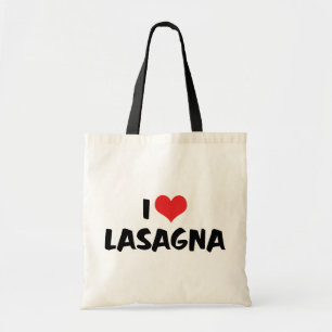 Tote Bag Je suis amoureux de lasagne au coeur - Nourriture 