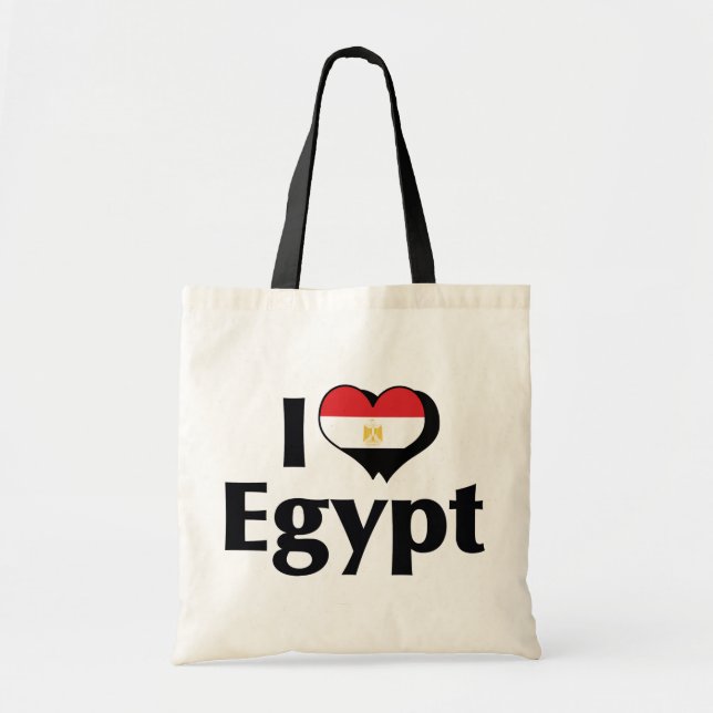 Tote Bag Je suis amoureux du drapeau de l'Égypte (Devant)