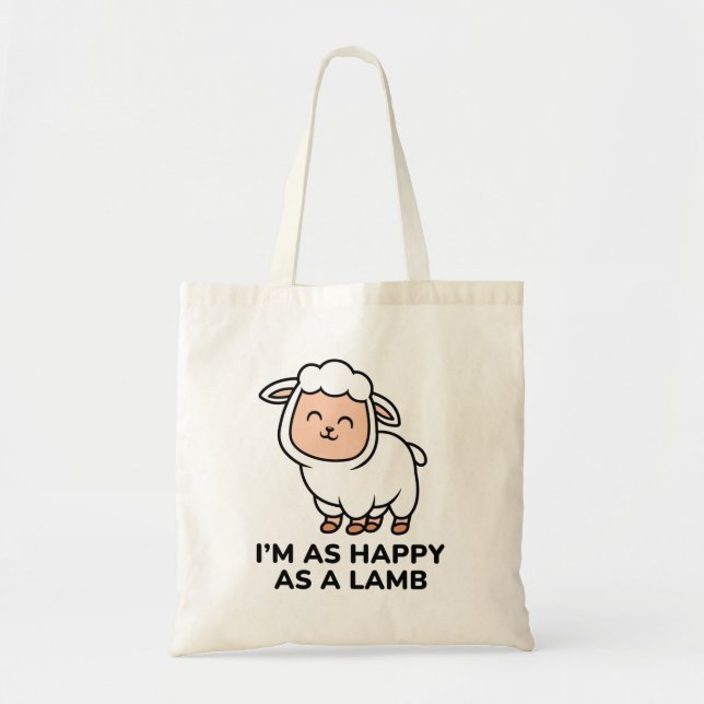Tote Bag Je suis aussi heureux qu'un agneau (Devant)