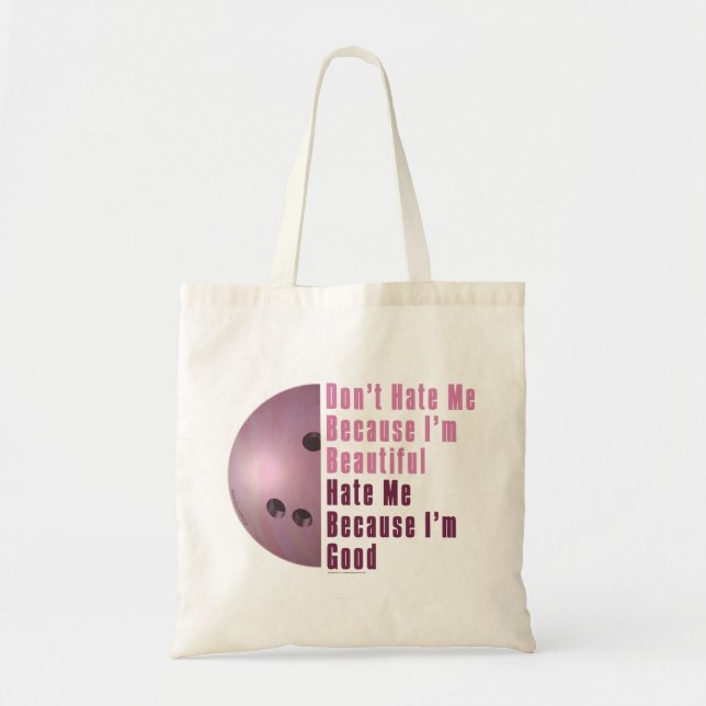 Tote Bag Je Suis Beau Je Suis Bon Bowling Rose (Devant)