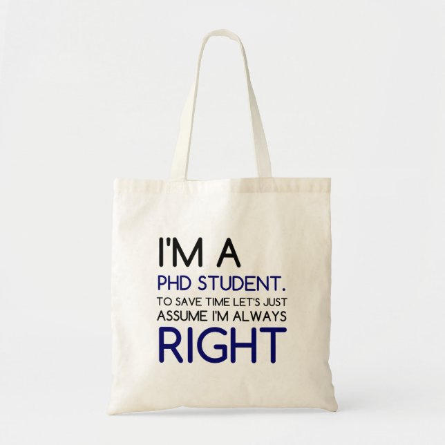 TOTE BAG JE SUIS ÉTUDIANT EN DOCTORAT (Devant)