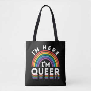 Tote Bag Je suis là, je suis queer LGBTQ Arc-en-ciel Fierté