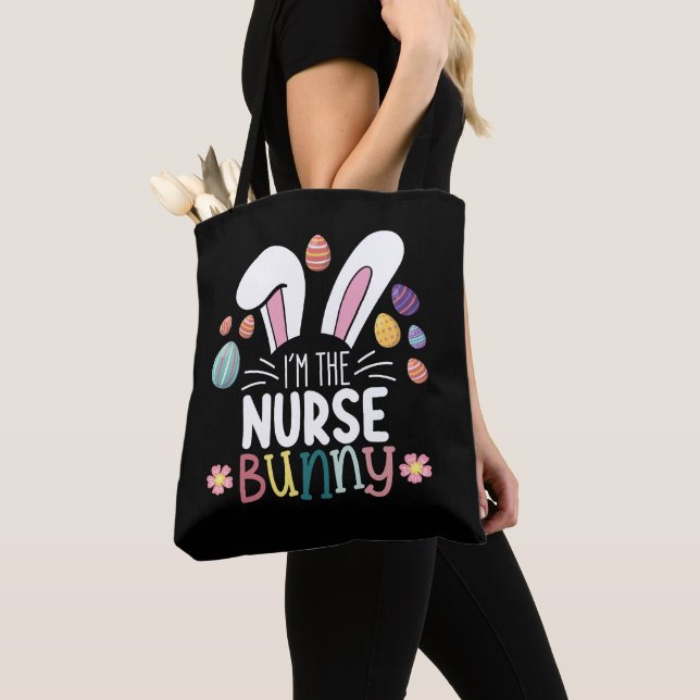 Tote Bag Je suis le lapin infirmière de Pâques correspondan (De près)