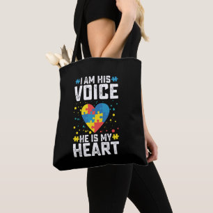 Tote Bag Je suis sa voix il est mon cœur Maman Papa autisme