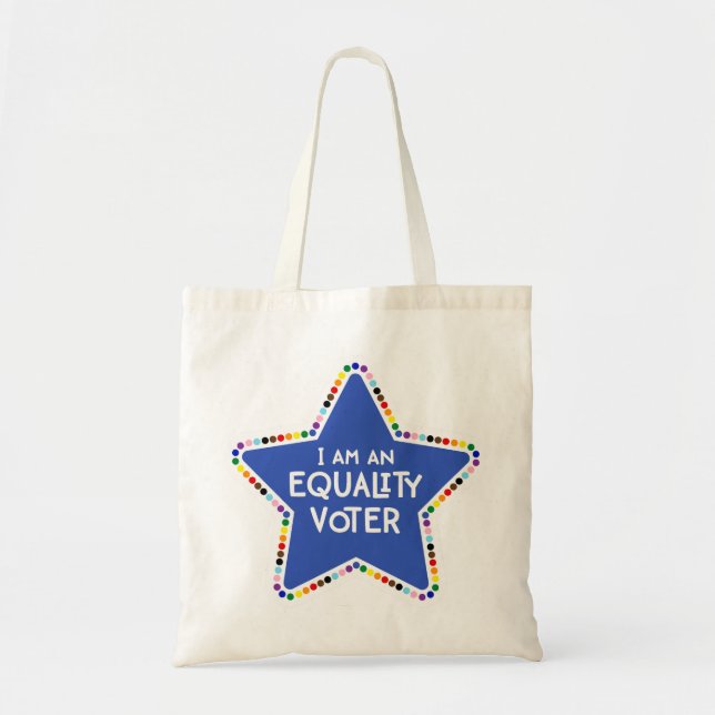 Tote Bag Je suis un électeur d'égalité ! LGBTQ+ Rainbow Sta (Devant)
