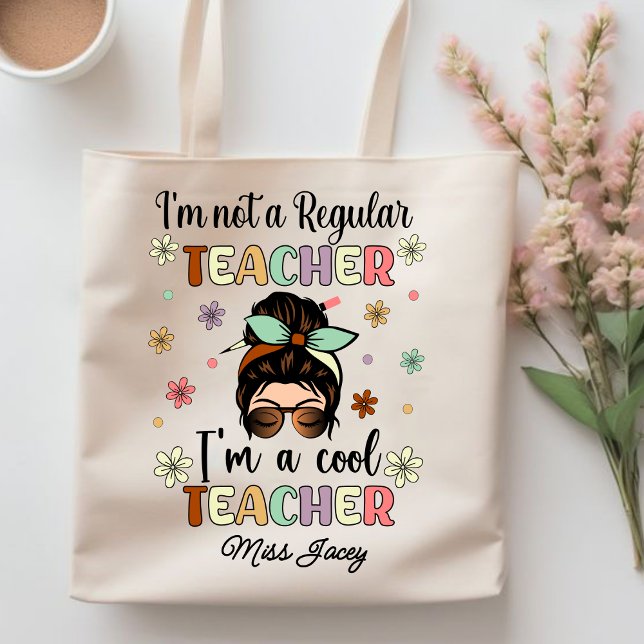 Tote Bag Je suis un enseignant Cool, drôle Appréciation de  (I'm A Cool Teacher, funny Teacher Appreciation tote bag, Funny Teacher tote bag,personalized teacher)