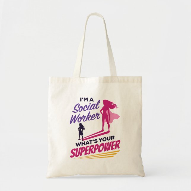 Tote Bag Je suis un travailleur social Quel est votre super (Devant)