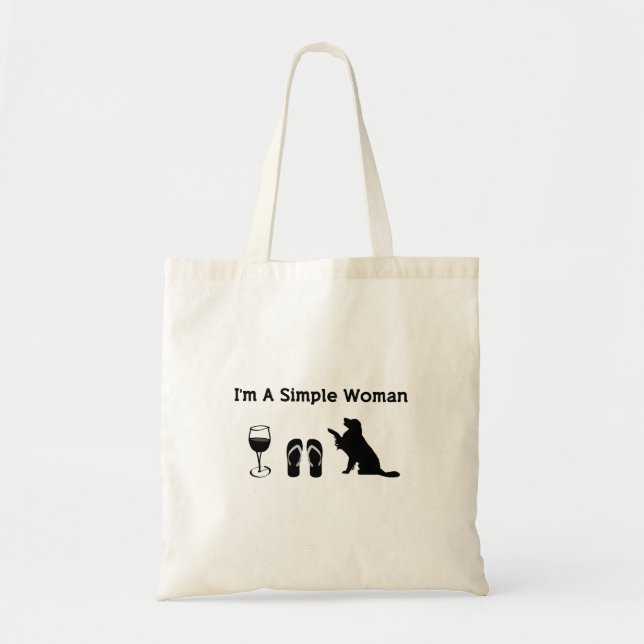Tote Bag Je suis une femme simple avec du vin et golden (Devant)