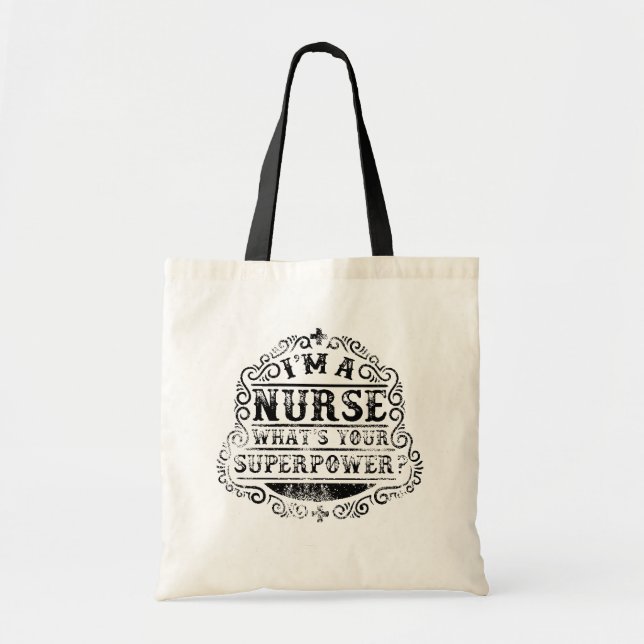Tote Bag Je suis une infirmière, quelle est votre superpuis (Devant)