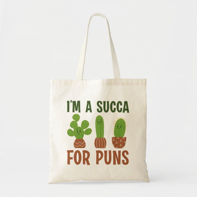 Tote Bag Je suis une suca pour les puns (Devant)