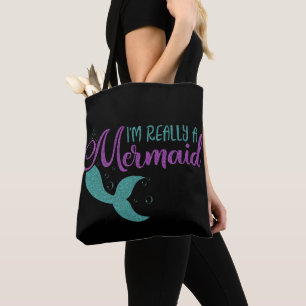Tote Bag Je suis vraiment une texture turquoise pourpre de