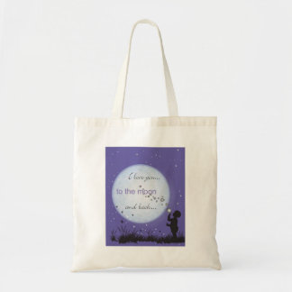 Tote Bag Je t'aime à la bulle de soufflement de lune et de