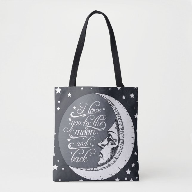 Tote Bag Je t'aime à la lune et au dos (Devant)