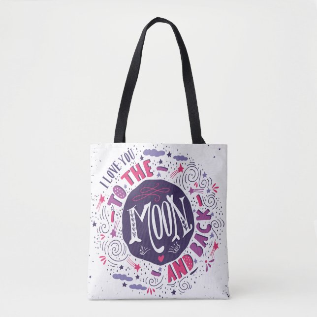Tote Bag Je t'aime à la lune et au dos 4 (Devant)