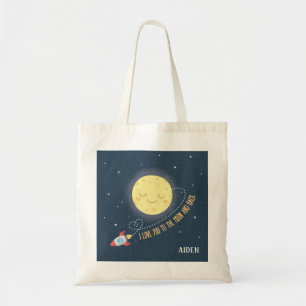 Tote Bag Je t'aime à la lune et aux enfants arrières