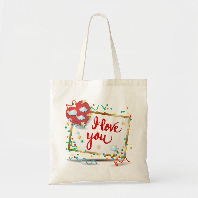 Tote Bag Je t'aime avec le coeur rouge (Devant)