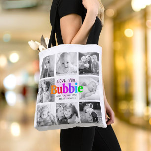 Tote Bag Je t'aime Bubbie Collage de 8 photos moderne et co