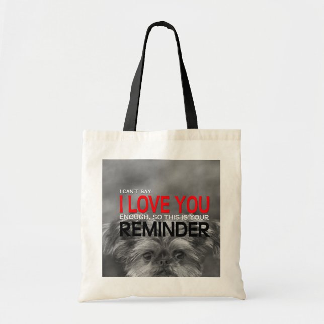 Tote Bag Je t'aime chiot Fourre-tout de griffon de (Devant)