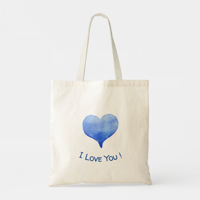 Tote Bag Je t'aime Coeur Bleu mignon Saint Valentin (Dos)