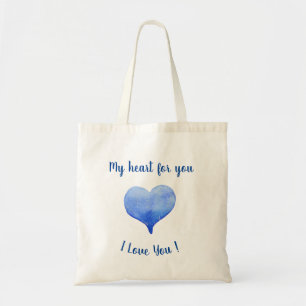 Tote Bag Je t'aime Cœur Bleu Mignon Saint Valentin
