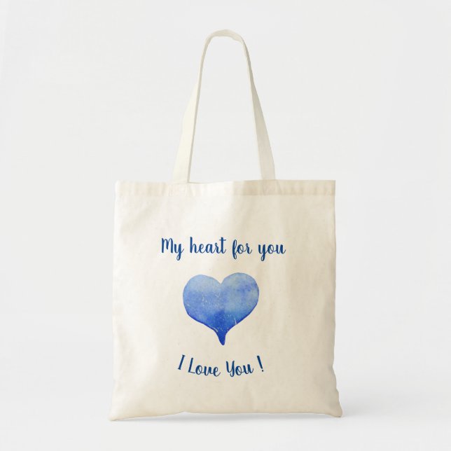 Tote Bag Je t'aime Cute Blue Heart Saint Valentin   (Devant)