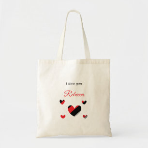 Tote Bag Je t'aime les coeurs colorés blancs