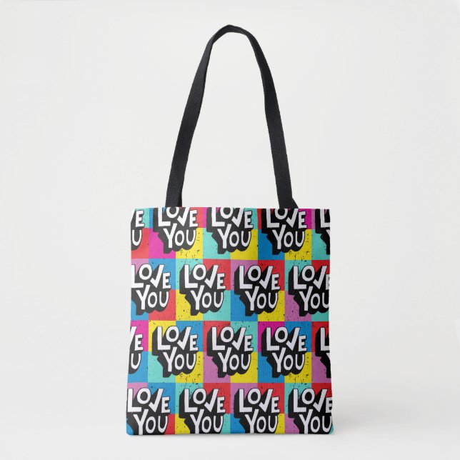 Tote Bag Je t'aime. Lettres à la main motif pour Valentine' (Devant)