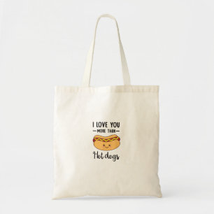 Tote Bag Je t'aime plus que les Hot Dogs, jeu de mots drôle