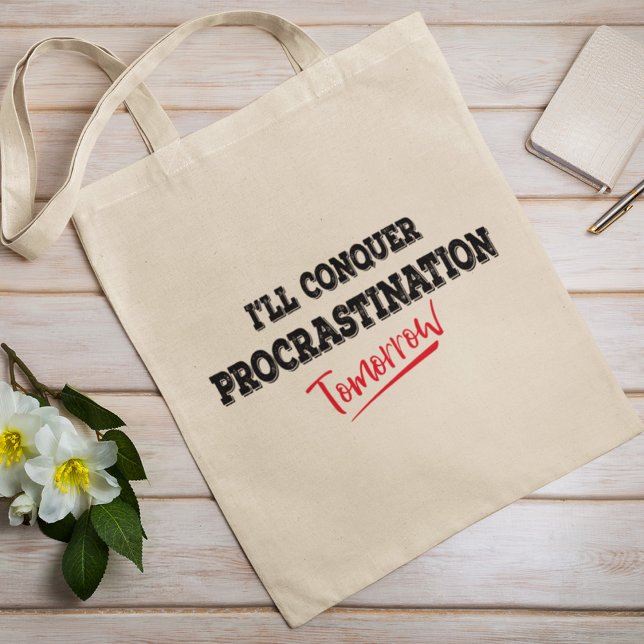 Tote Bag Je vaincrai la procrastination demain (Créateur téléchargé)