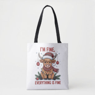 Tote Bag Je vais bien Tout va bien Noël Vache des Highlands
