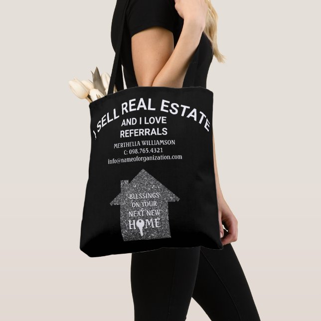 Tote Bag Je Vends Immobilier Love Référentiels Silver Realt (De près)