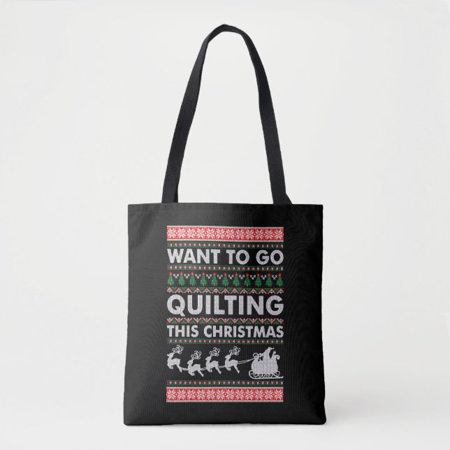 Tote Bag Je Veux Aller Quilter Ce Noël (Devant)