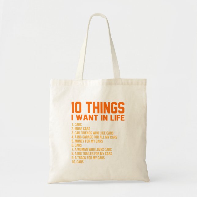 Tote Bag Je Veux Des Voitures Dans La Vie Mécanique Auto Mé (Devant)