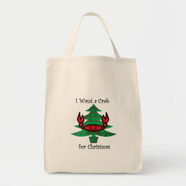 Tote Bag Je veux un crabe pour Noël (Devant)